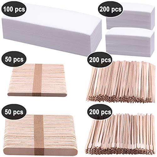 BQTQ 800 Pcs Wax Strips Sticks Kit Including 300 Pcs Non Woven Waxing Strips ...