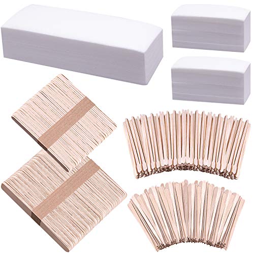 BQTQ 800 Pcs Wax Strips Sticks Kit Including 300 Pcs Non Woven Waxing Strips ...