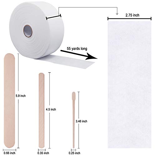 BQTQ Wax Strips Wax Applicator Sticks Kit Including 1 Roll Non-woven Waxing S...