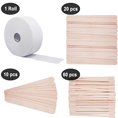 BQTQ Wax Strips Wax Applicator Sticks Kit Including 1 Roll Non-woven Waxing S...