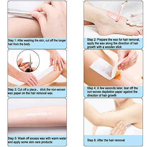 BQTQ Wax Strips Wax Applicator Sticks Kit Including 1 Roll Non-woven Waxing S...