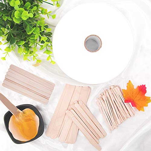 BQTQ Wax Strips Wax Applicator Sticks Kit Including 1 Roll Non-woven Waxing S...