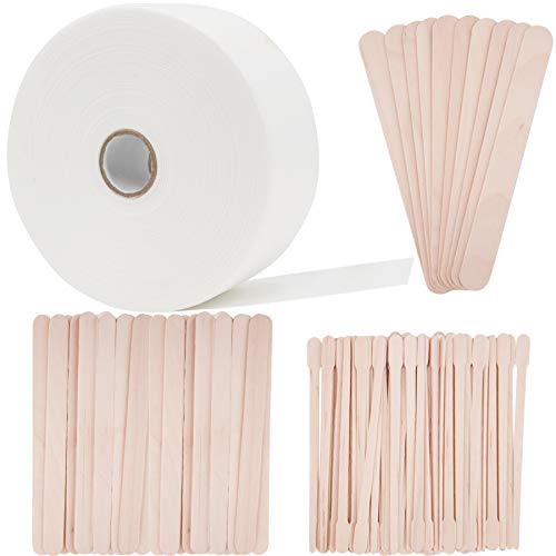 BQTQ Wax Strips Wax Applicator Sticks Kit Including 1 Roll Non-woven Waxing S...