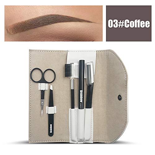 Brainbow 6pcs Eyebrow Kit, Eyebrow Trimmers Razor Tweezers Scissors Stencils ...