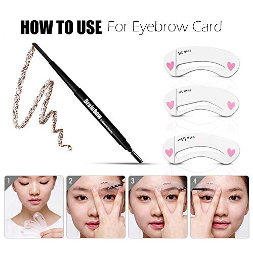 Brainbow 6pcs Eyebrow Kit, Eyebrow Trimmers Razor Tweezers Scissors Stencils ...