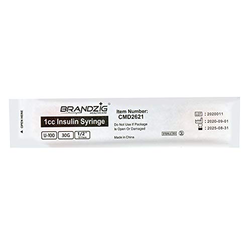 Brandzig Ultra-Fine Insulin Syringes 30G 1cc 1/2" 30-Pack