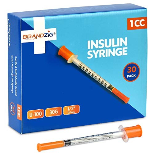 Brandzig Ultra-Fine Insulin Syringes 30G 1cc 1/2" 30-Pack
