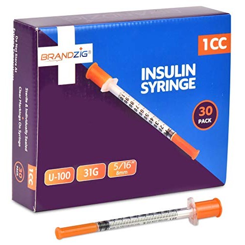 Brandzig Ultra-Fine Insulin Syringes 31G 1cc 5/16" 30-Pack