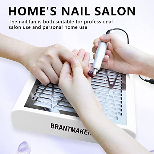 BRANTMAKER Nail Dust Collector with Brush and 2 Reusable Filters, 60W Vacuum ...