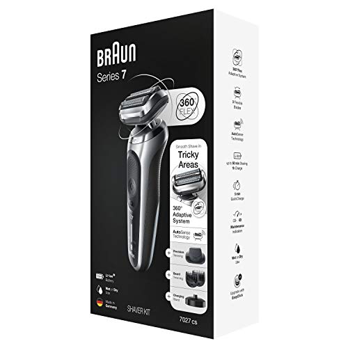 Braun Electric Razor for Men, Series 7 7027cs 360 Flex Head Electric Shaver w...