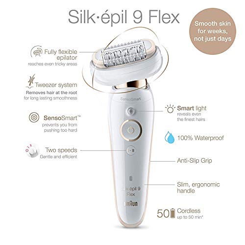 Braun Epilator Silk-épil 9 9-030 with Flexible Head, Facial Hair Removal for ...