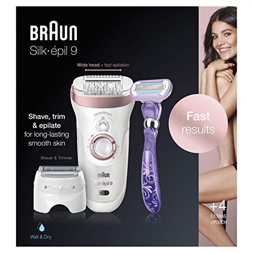 Braun Epilator Silk-épil 9 9-870, Facial Hair Removal for Women, Wet & Dry, W...