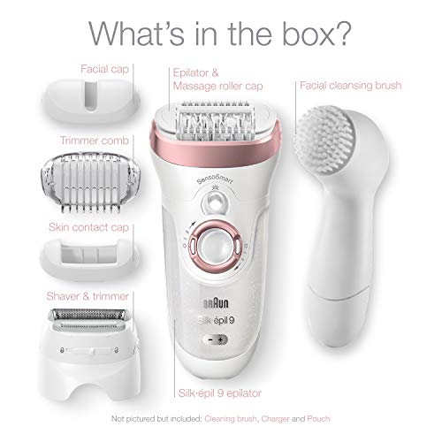 Braun Epilator Silk-épil 9 9-880, Facial Hair Removal for Women, Wet & Dry, F...