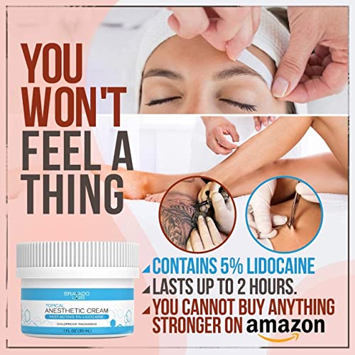 Bravado Labs Lidocaine Numbing Cream - Topical Anesthetic Cream - Best Skin N...
