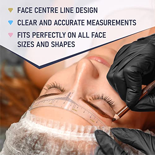 Brawna Eyebrow Ruler Stencil - 30 Pcs Clear Adhesive Eyebrow Shaping, Henna T...