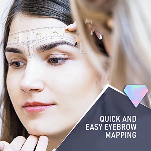 Brawna Eyebrow Ruler Stencil - 30 Pcs Clear Adhesive Eyebrow Shaping, Henna T...