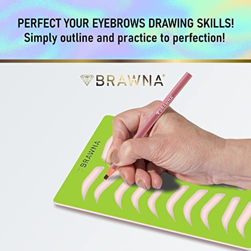 BRAWNA [ Upgraded Version ] Eyebrow Practice Stencil with Microblading Practi...