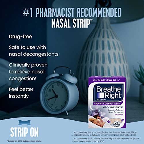 Breathe Right Nasal Strips, Lavender, Nasal Congestion Relief due to Colds & ...