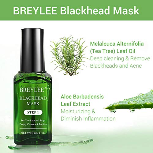Blackhead Remover Mask, BREYLEE Tea Tree Oil Blackhead Pore Strips Mask Black...