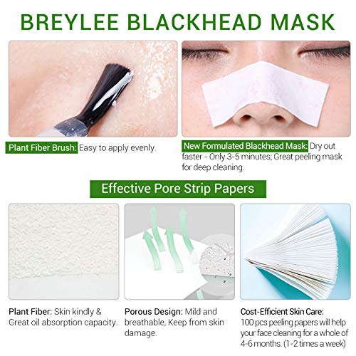 Blackhead Remover Mask, BREYLEE Tea Tree Oil Blackhead Pore Strips Mask Black...