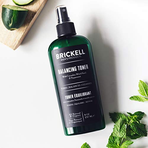 Brickell Men's Balancing Toner for Men, Natural and Organic Alcohol-Free Cucu...