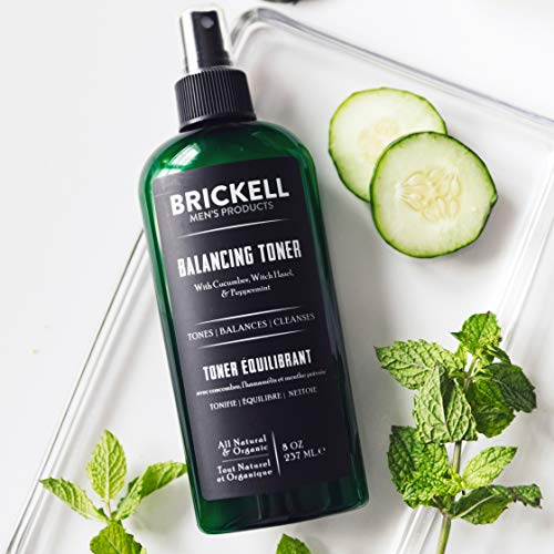 Brickell Men's Balancing Toner for Men, Natural and Organic Alcohol-Free Cucu...