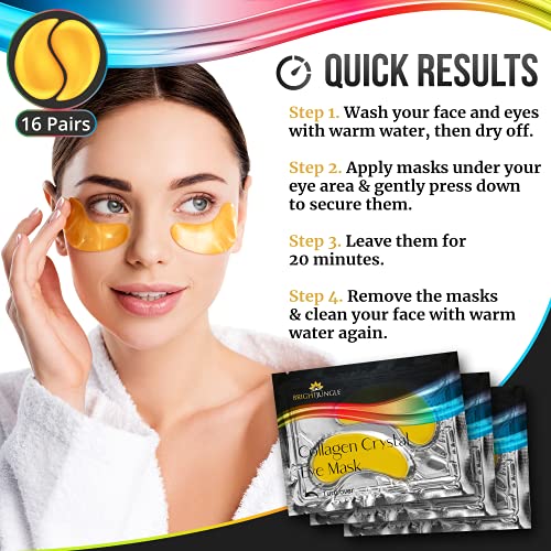 BrightJungle Under Eye Collagen Patch, 24K Gold Anti-Aging Mask, Pads for Puf...