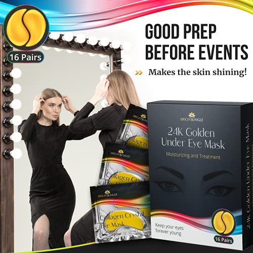 BrightJungle Under Eye Collagen Patch, 24K Gold Anti-Aging Mask, Pads for Puf...