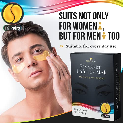 BrightJungle Under Eye Collagen Patch, 24K Gold Anti-Aging Mask, Pads for Puf...