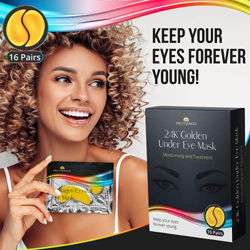 BrightJungle Under Eye Collagen Patch, 24K Gold Anti-Aging Mask, Pads for Puf...