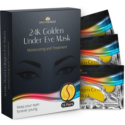 BrightJungle Under Eye Collagen Patch, 24K Gold Anti-Aging Mask, Pads for Puf...