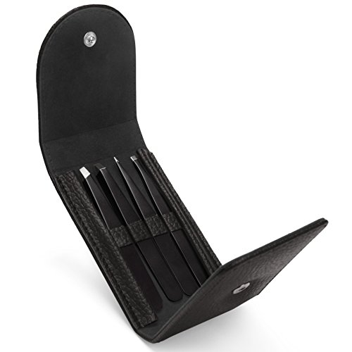 Brilliant Beauty 4-Piece Professional Tweezer Set with Case & Mirror by Preci...