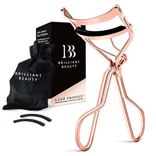 Brilliant Beauty Eyelash Curler with Satin Bag & Refill Pads - Award Winning ...