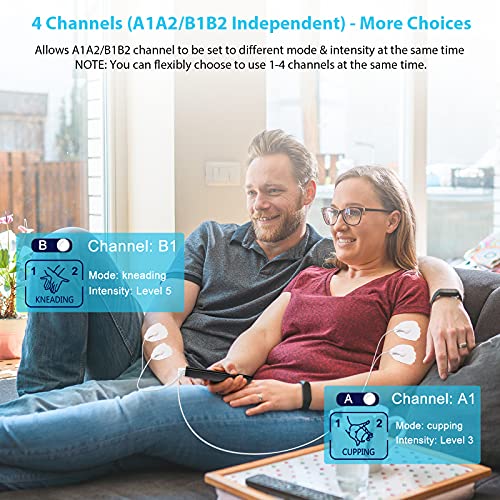 Brilnurse 4 Channels TENS Unit Muscle Stimulator with 16 Electrode Pads, 24 M...