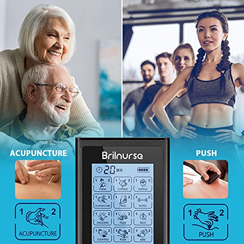 Brilnurse 4 Channels TENS Unit Muscle Stimulator with 16 Electrode Pads, 24 M...