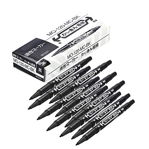 Tattoo Marking Pen,10PCS/Box Black Double Ended Skin Marker Tattoo Piercing P...
