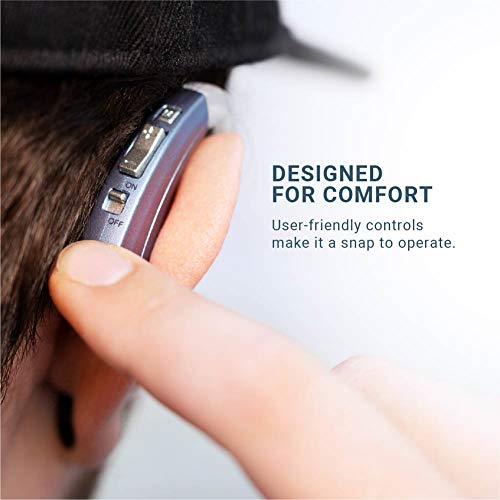 Digital Hearing Amplifier by Britzgo BHA-220. 500hr Battery Life, Modern Blue...