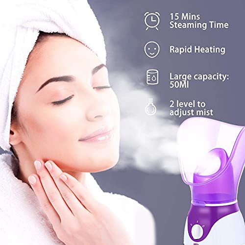 Face Steamer, Facial Steamer Nano Ionic Hot and Cold Mist Humidifier, Face St...