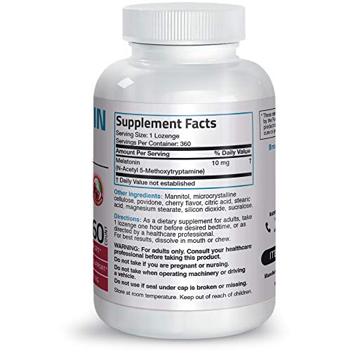 Bronson Melatonin 10mg Fast Dissolve Cherry Flavored Tablets - Nighttime Slee...