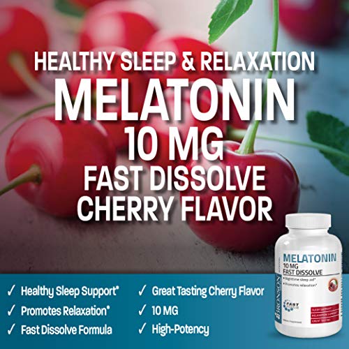 Bronson Melatonin 10mg Fast Dissolve Cherry Flavored Tablets - Nighttime Slee...