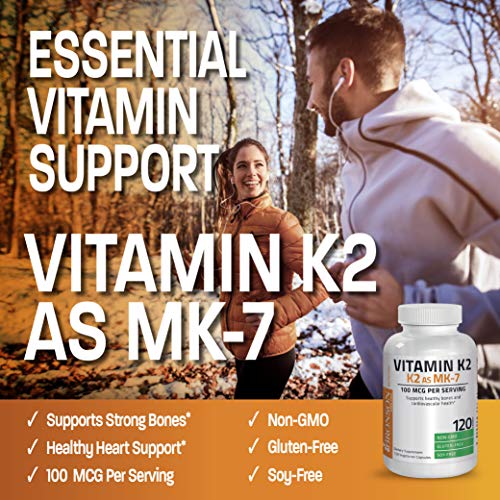 Bronson Vitamin K2 as MK-7 Menaquinone 100 mcg Non-GMO, 120 Capsules