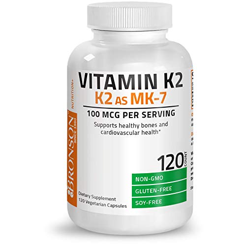 Bronson Vitamin K2 as MK-7 Menaquinone 100 mcg Non-GMO, 120 Capsules