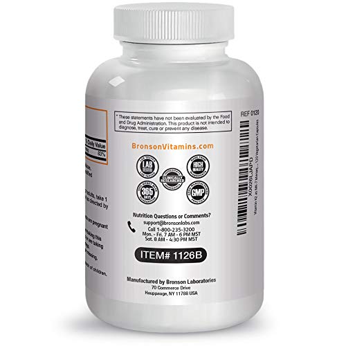 Bronson Vitamin K2 as MK-7 Menaquinone 100 mcg Non-GMO, 120 Capsules