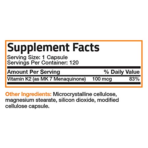 Bronson Vitamin K2 as MK-7 Menaquinone 100 mcg Non-GMO, 120 Capsules