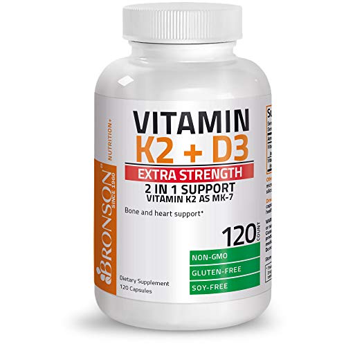 Bronson Vitamin K2 (MK7) with D3 Extra Strength Supplement Bone and Heart Hea...