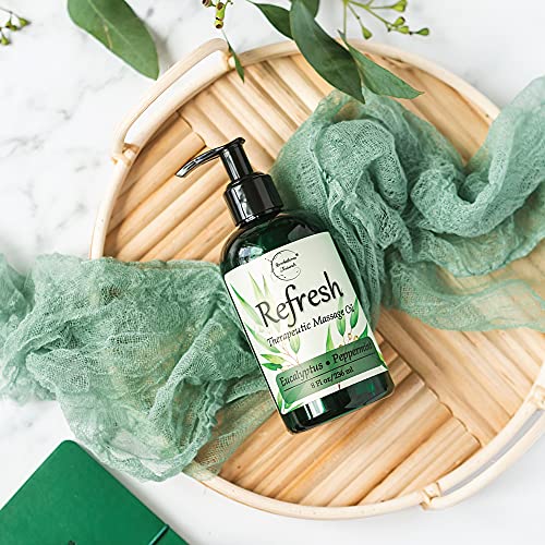 Refresh Massage Oil with Eucalyptus & Peppermint Essential Oils - Great for M...