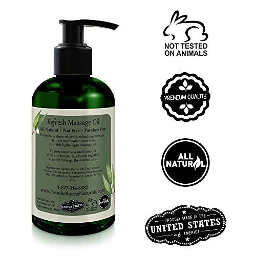 Refresh Massage Oil with Eucalyptus & Peppermint Essential Oils - Great for M...