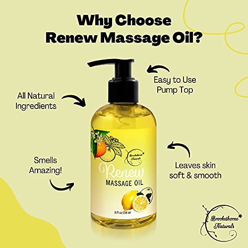 Renew Massage Oil with Orange, Lemon & Peppermint Essential Oils - Great for ...