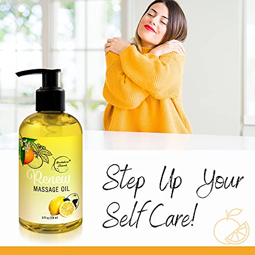 Renew Massage Oil with Orange, Lemon & Peppermint Essential Oils - Great for ...