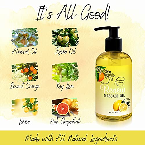 Renew Massage Oil with Orange, Lemon & Peppermint Essential Oils - Great for ...